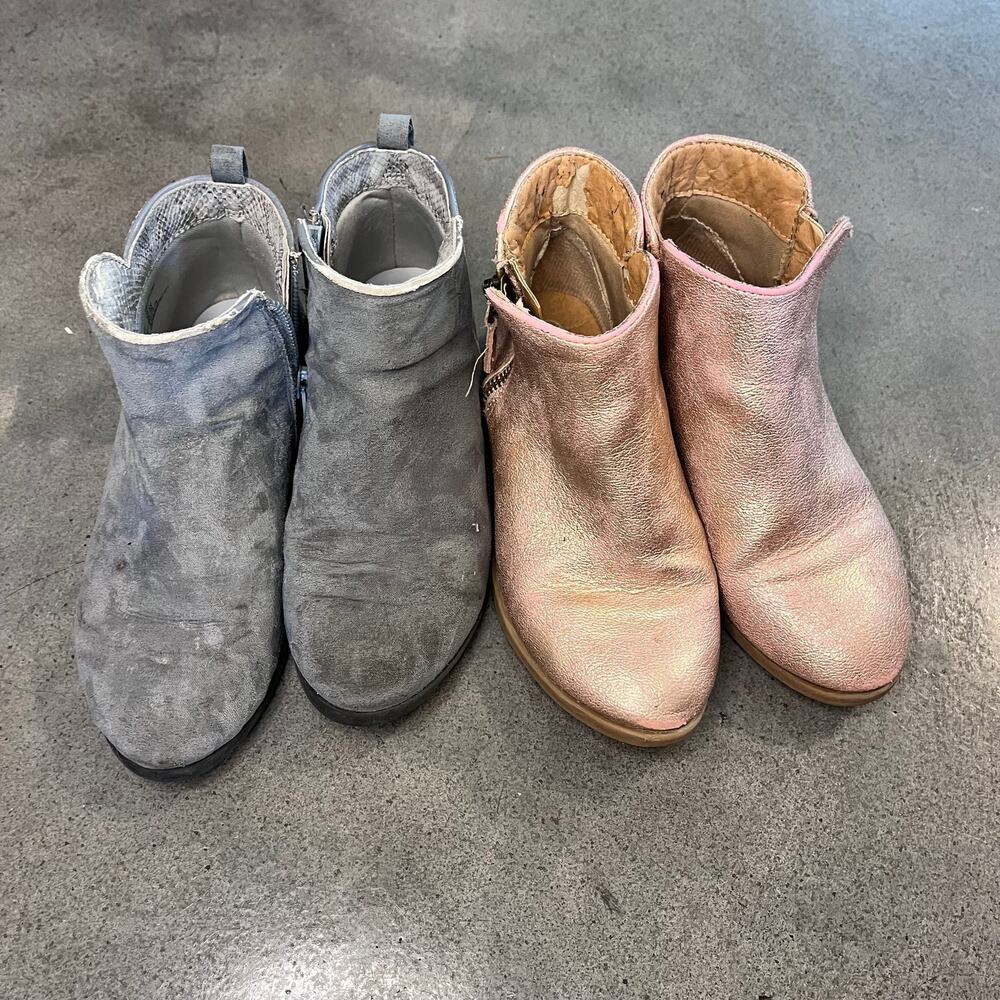 Cat Jack pink metallic Wonder Nation gray suede boots youth girl 1 shoes bundle
